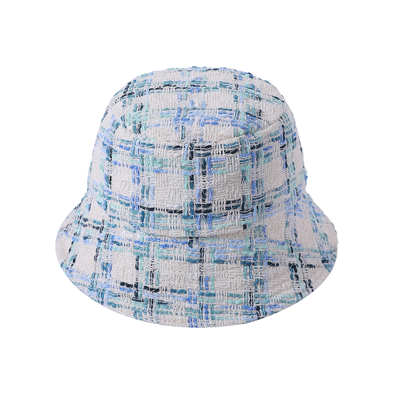 Blue plaid hat spring and summer new simple casual beach hat female Korean version of the fisherman hat outdoor sunshade sunscreen hat