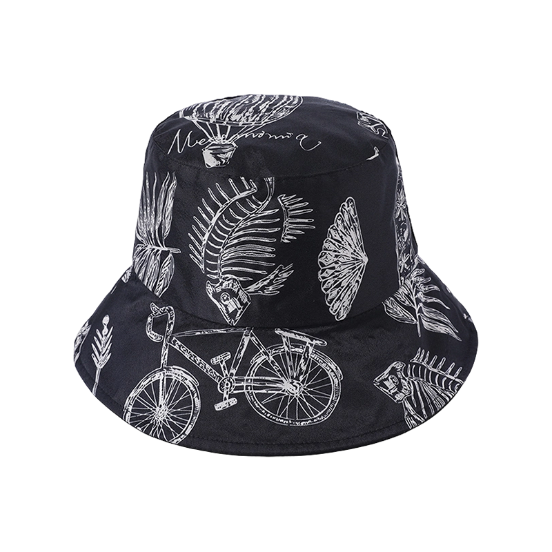 Black pattern cloth hat spring and summer new leisure play beach female fisherman hat outdoor sunshade sunscreen hat