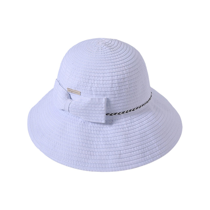 White ribbon spring and summer new leisure play beach hat woven female European and American style sun hat outdoor sunshade sun hat
