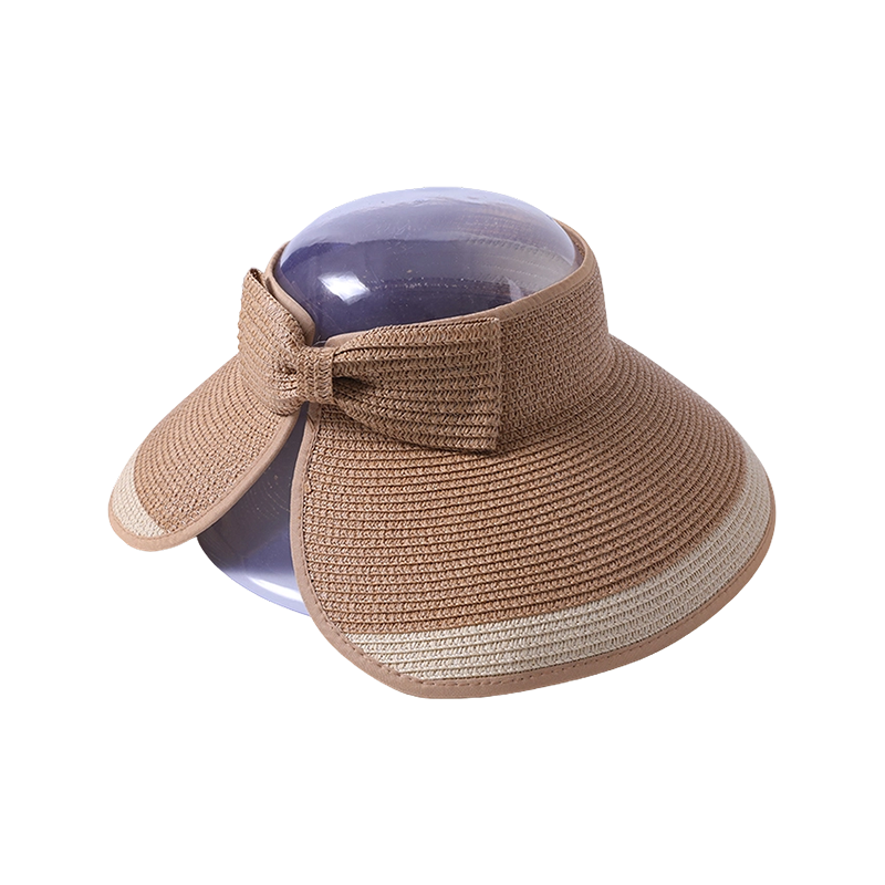 Top transparent straw hat spring and summer new bow decoration beach hat woven female Korean version of the empty top hat outdoor sunshade sunscreen hat